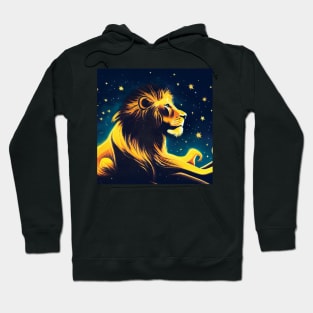 Lion Profile in the Stars Art Hoodie